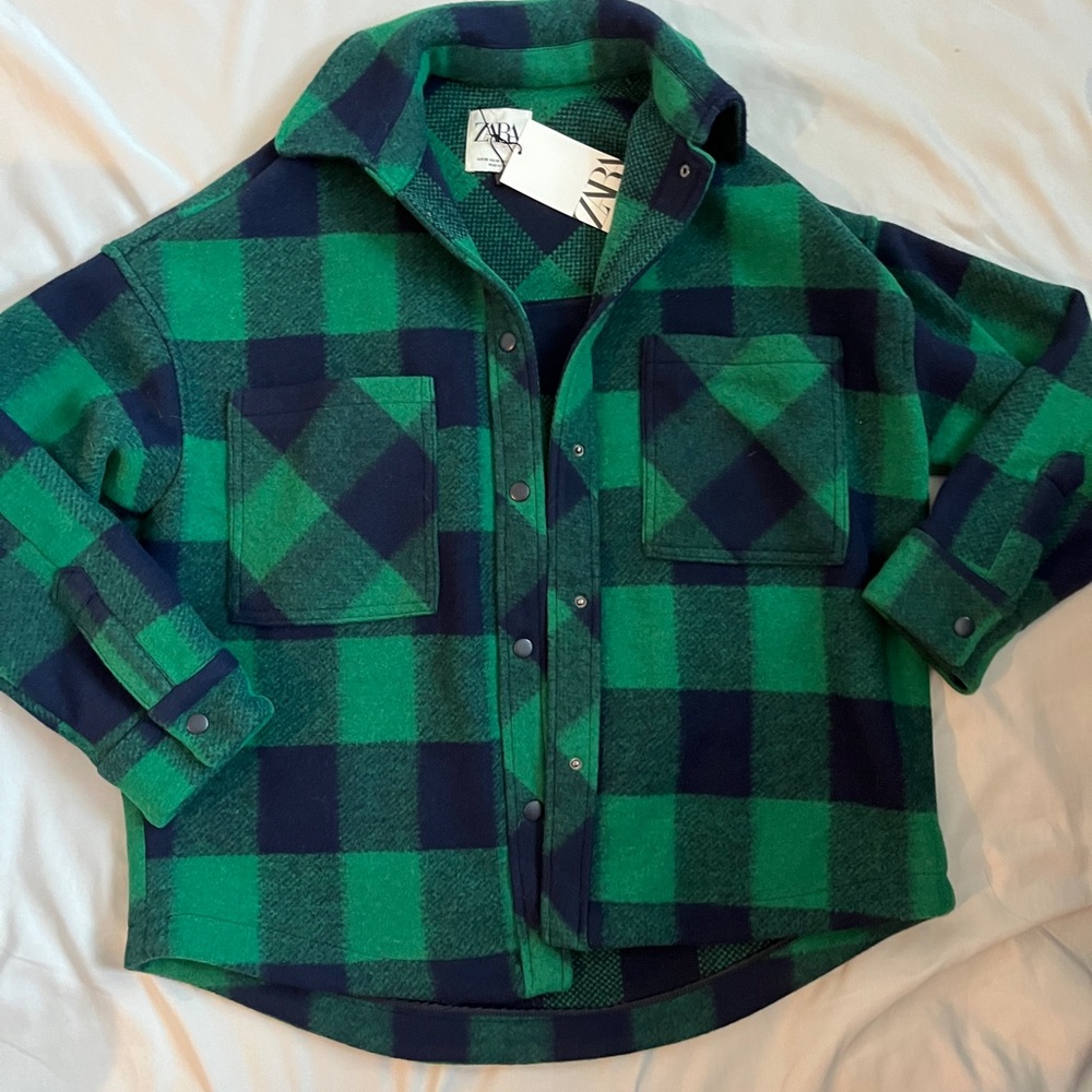 new! zara heavy weight fleece flannel shacket